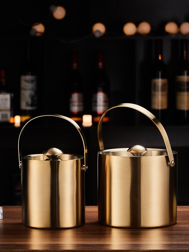 3L Stainless Steel Double-Layer Insulated Ice Bucket & Creative Beer/Wine Barrel Lunch Box