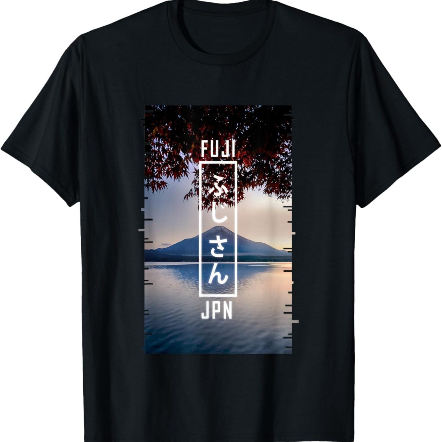 Mount Fuji Japan Glitch Art - Japanese Otaku Vaporwave T-Shirt S