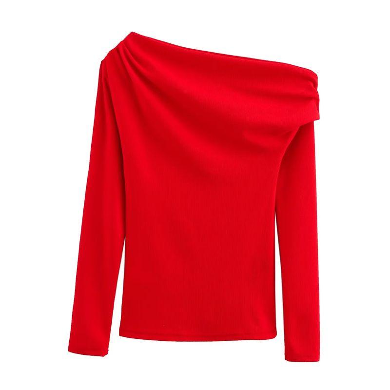 Spring New Women's Clothing Easiest for Match Midi Dress 0264323 Soft Asymmetric off-Shoulder Tops 0264322