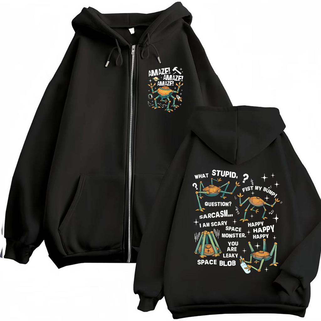 Rocky Amaze Projesi Hail Mary Kitabından İlham Alan Komik Fermuarlı Kapüşonlu Sweatshirtler Erkek Kadın Moda Kapüşonlular Montlar Ceket