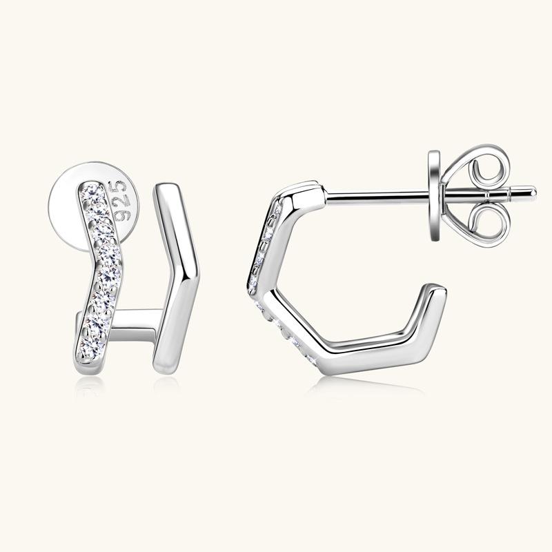 

Gica Gema Модные серьги с муассаноном для женщин Senior Sense Cool Diamond S925 Silver Ear Jewelry не вызывают аллергии a pair белый