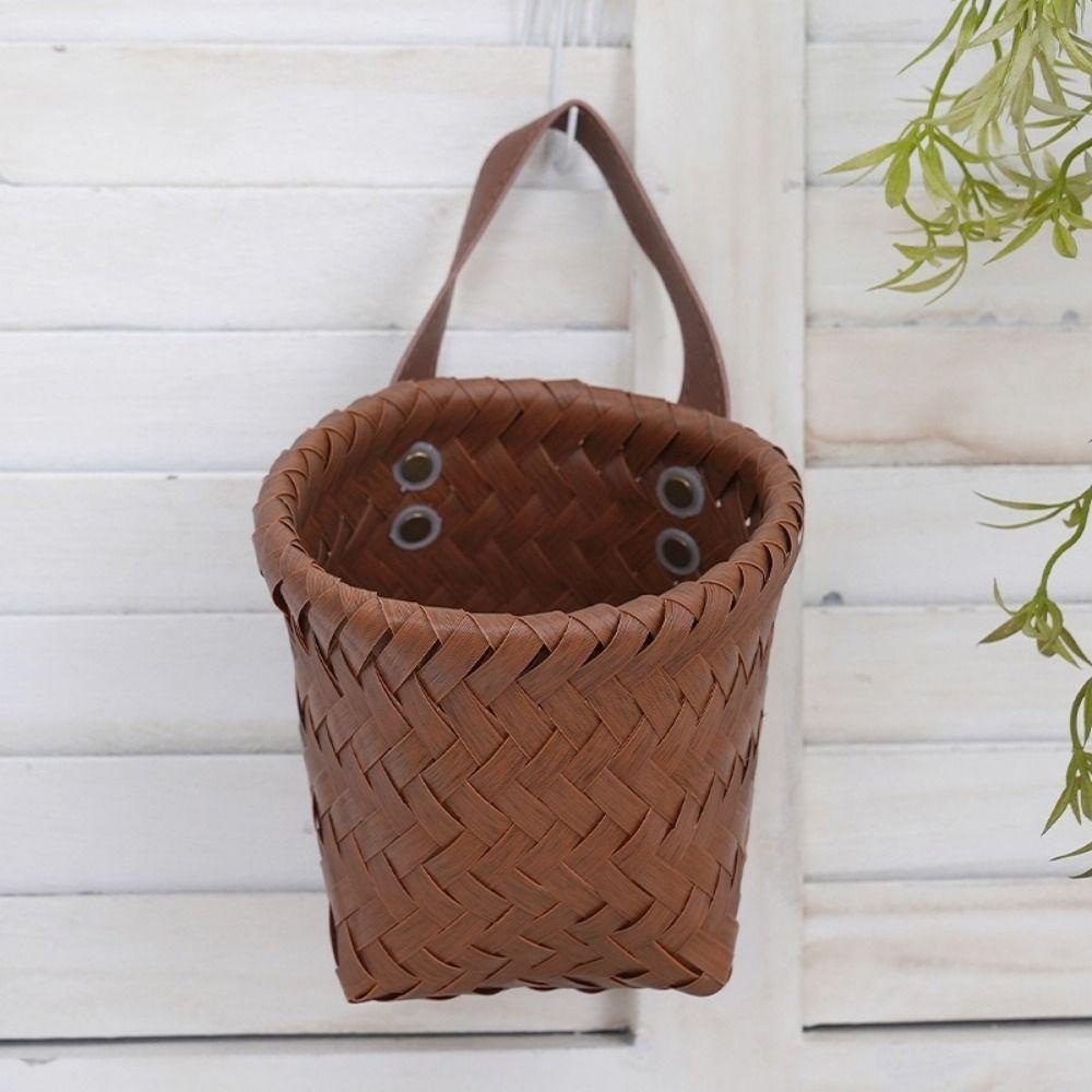 Decorative Imitation Rattan Hanging Basket Plastic Vegetable Fruit Storage Baskets  for Kitchen