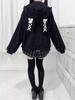 ZYOOFOV Long Sleeve Hoodie with Open Rabbit and Cute Plus Princess Gothic Harajuku Women's Front, Ears, Lace, Ruffles, Ribbon, Bow, Zip-Up Top, Sizes,