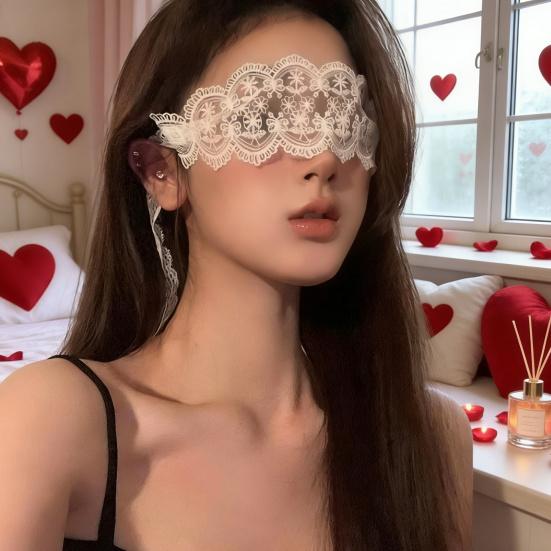 Lace BDSM Blindfold with Sheer Mesh Adjustable Sensory Deprivation Mask for Couples' Roleplay Soft Breathable Discreet Adult Toy for Intimate Foreplay