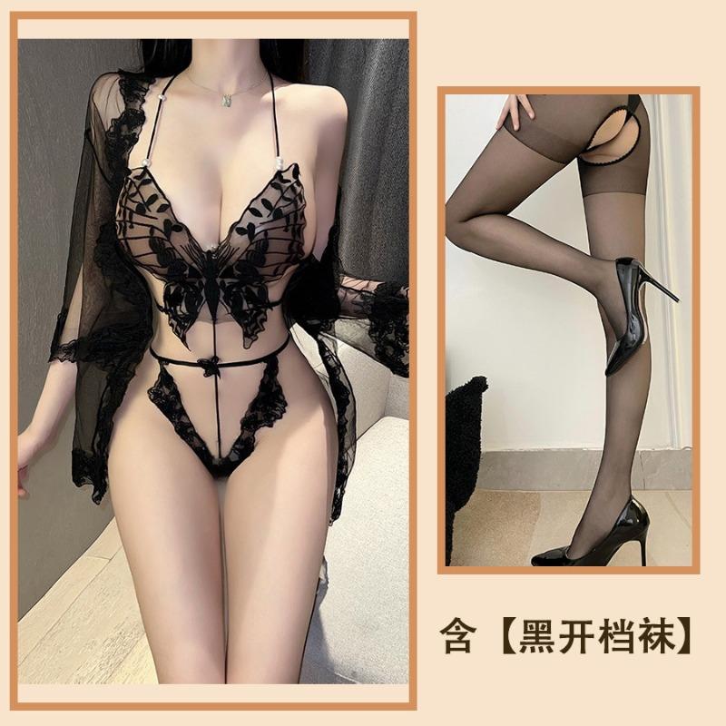 Sex Underwear Sexy Passion Suspender Nightdress Set Small Chest Temptation Hollowed Out No-take Pajamas Pure Desire Uniform