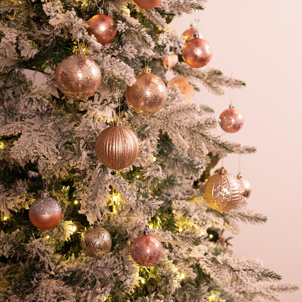 Valery Madelyn Christmas Christmas Set of Rose Christmas Tree Gorgeous Ornaments Ornaments, Luxurious, Large, 8cm, Nordic-Style Balls, 16, Gold,