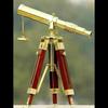 Maritime Nautical Polished Telescope With Wooden Tripod Stand Desk Decor
