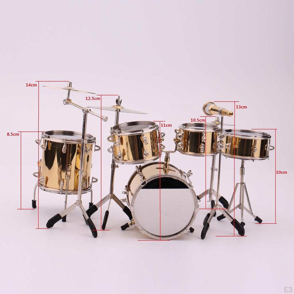 1:6 Mini Drum Set, Dollhouse Ornament Miniature Instrument Model for Bedroom Ornaments