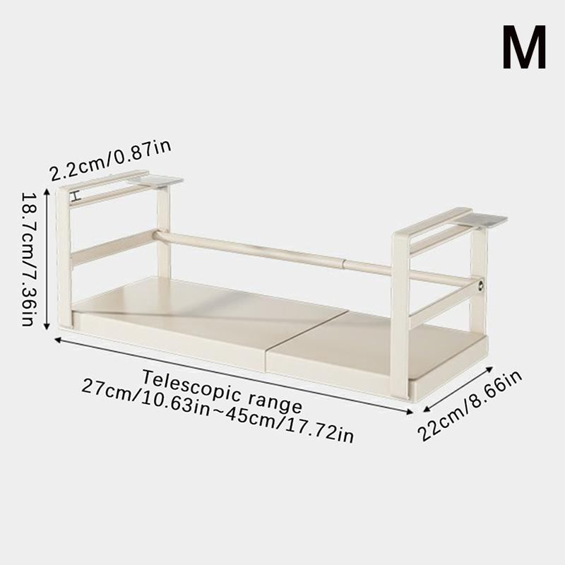 Расширяемая подвесная полка для хранения, телескопическая полка для шкафа, органайзер для шкафа из углеродистой стали, держатель для специй для кухонной столешницы белый
