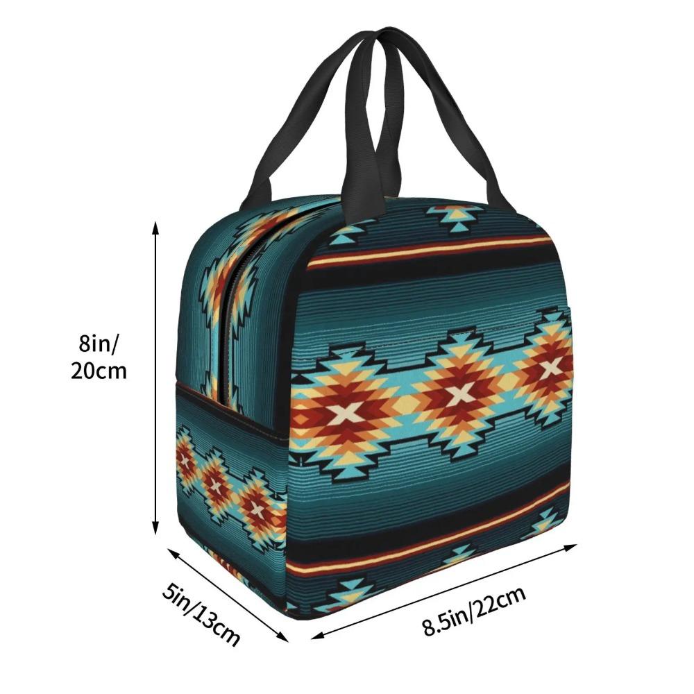 Tribal Geometría Azteca Print Portable Lunch Boxes Waterproof Thermal Cooler Food Insulated Lunch Bag Kids School Children