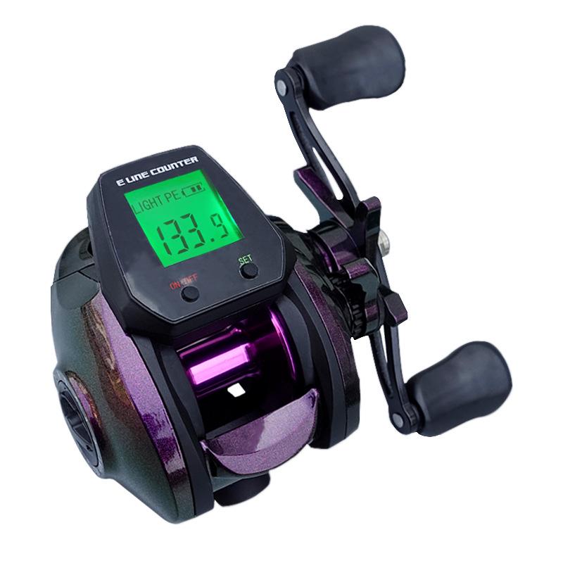 Mulinello da pesca digitale impermeabile per mano destra con schermo grande e bobina profonda