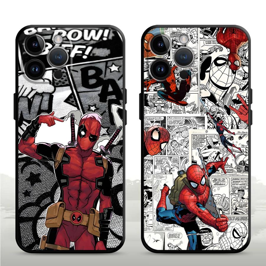 Marvel Comic Deadpool Fodral Telefonfodral för Apple iPhone 16 15 Pro 7 8 Air XR XS MAX 11 17 Pro Max 12 14 13