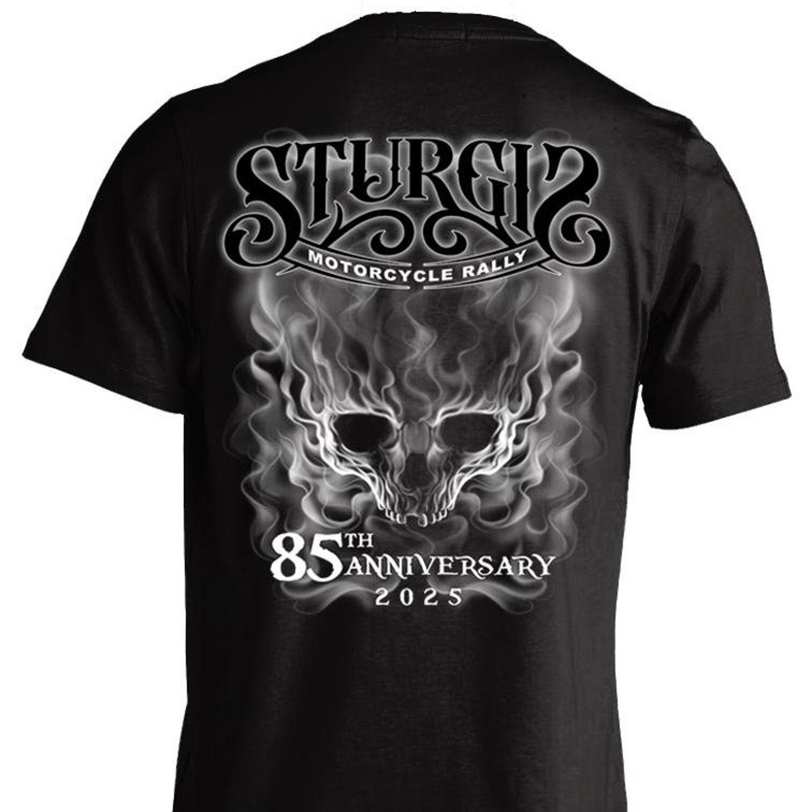 2025 Sturgis Motorcycle Rally Smokey Skull T shirt - 85th Anniversary (BACK PRINT) 3XL