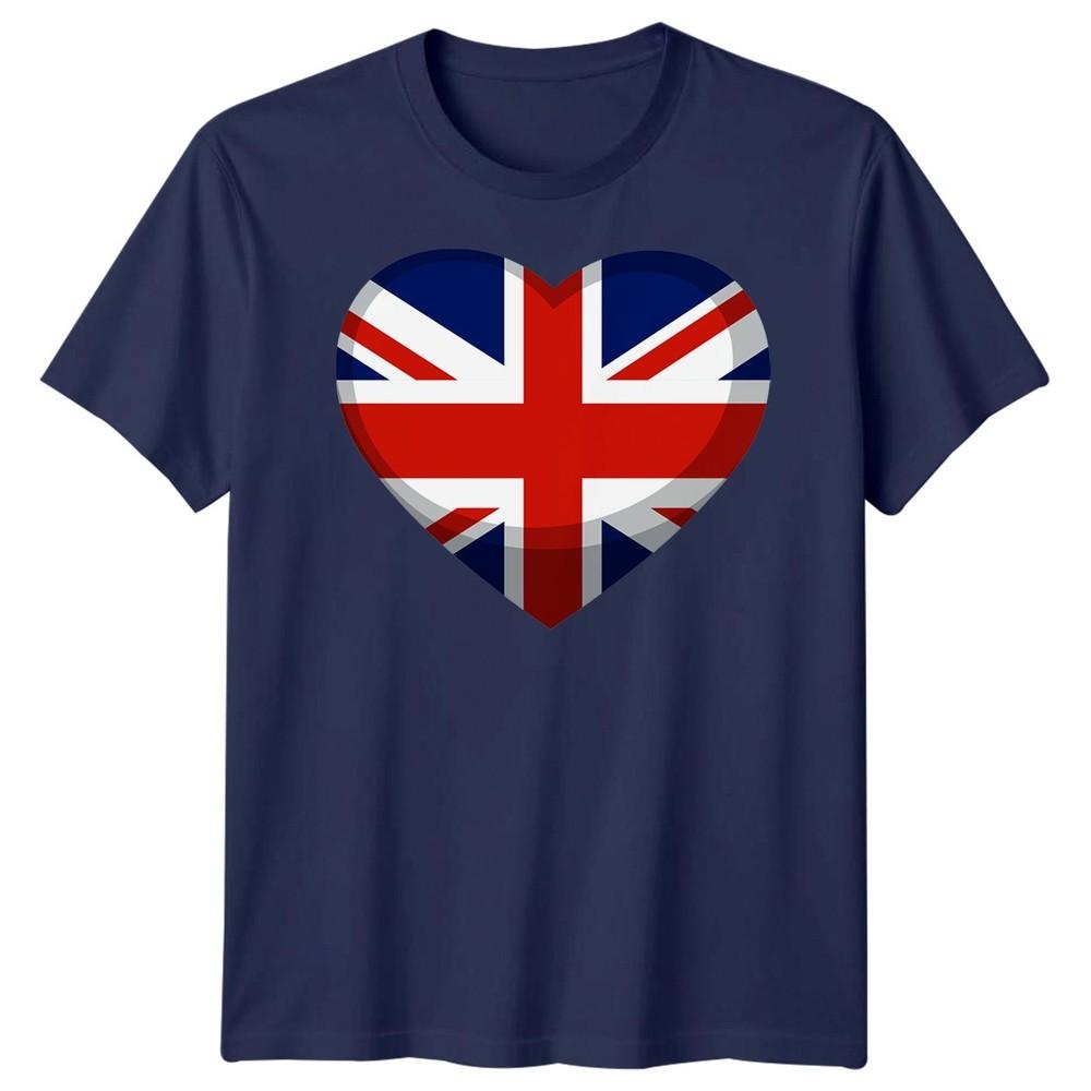 Union Jack TShirt Heart England UK Flag Tee Great Britain Shirt Adults Kids