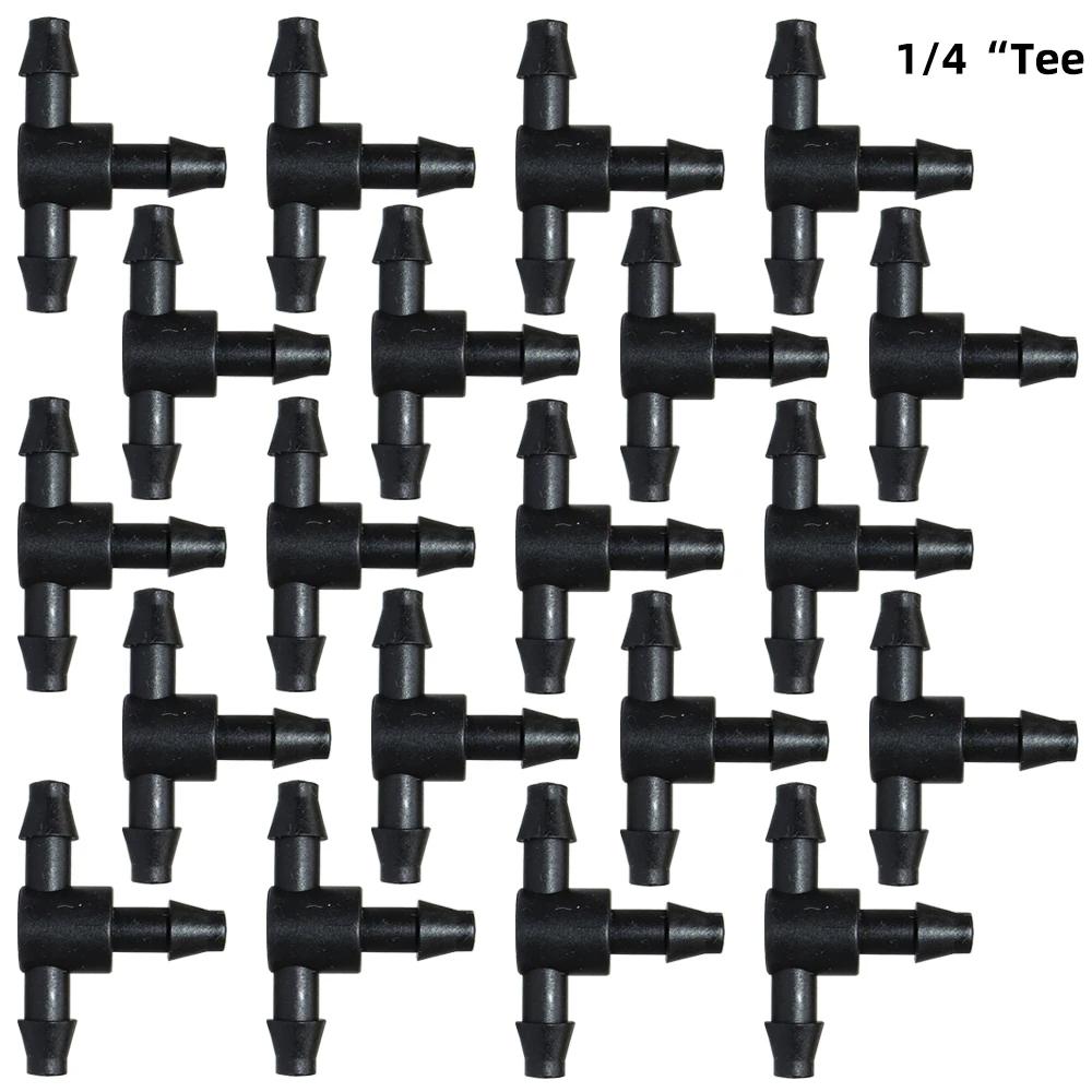 10-1000PCS Garden Water Connector Drip Irrigation for 1/4'' Tubing Hose Accessories Joint Barbed Tees Cross Eng Plug Adaptors