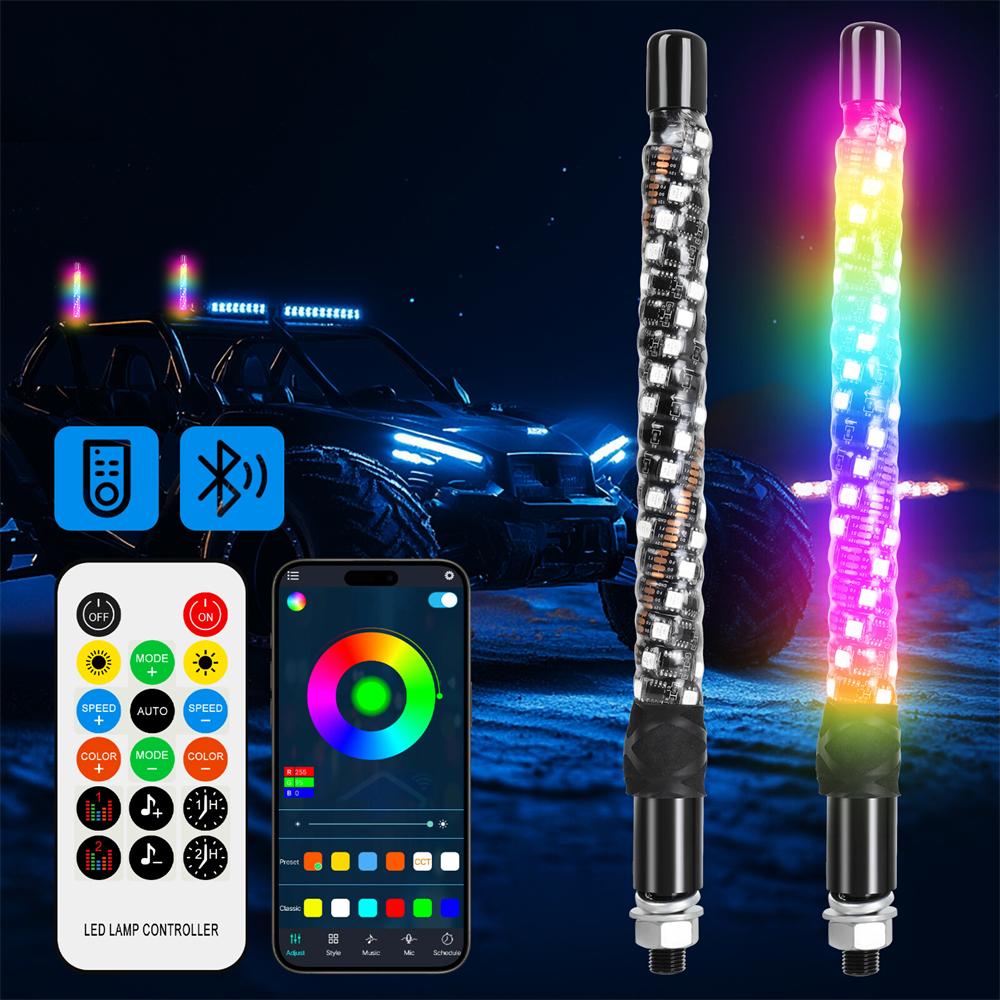 RGB Spiral Whip Light Pair for Truck SUV Jeep