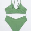 Solid Tie Side Sexy Two Piece Bikini Swimsuit Comfortable Elegant For Summer Vacation