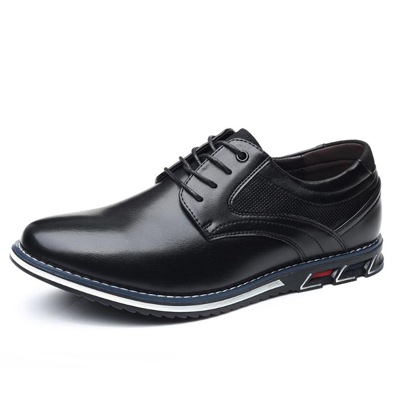 Autumn Winter Casual Shoes Korean Style Trendy Black Bottom Men's Business Leather Shoes Lace-Up Leather Shoes Simple stylish