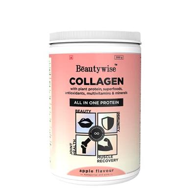 Beautywise All In One Collagen Proteins Powder For Beauty, Muscle Recovery, Joint Health And Immunity With Plant Proteins 200G(Apple Flavor Pack Of 1)