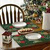 4pcs/6pcs Table Mats Suitable for Kitchen Dining Table, Rectangular Xmas Decor with Golden Table Protectors, Hand Washable Holiday Placemats for Chris