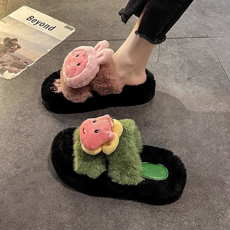 Fashion Internet celebrity Mao Mao drag women 2025 new autumn and winter wear casual versatile super fire non-slip one-word drag cotton shoes