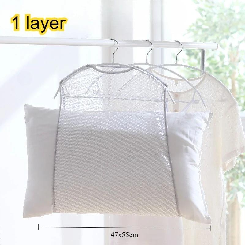 1/2 layer Pillow Drying Net Multifunctional Large Capacity Dryer Bags Organizer Hanging Pillow Drying Rack Outdoor Windproof