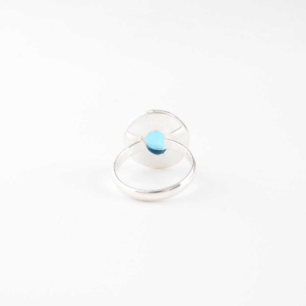 Swiss Blue Topaz Gemstone 925 Sterling Silver Jewelry Handmade Ring Gift For Mom RR-62-7