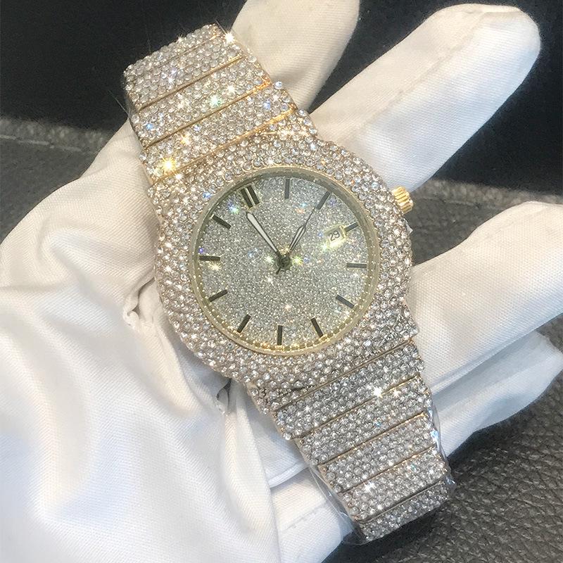 Orologio al Quarzo di Lusso 2026 Full Star: Stile Hip Hop con Intarsio di Diamanti e Cinturino in Acciaio per Uomini e Donne