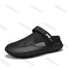 Fashion Men's Half Slippers 2025 Summer New Breathable Mesh Hollow Fashion Sandals Lightweight Comfortable Non Slip Outdoor Casual Flats