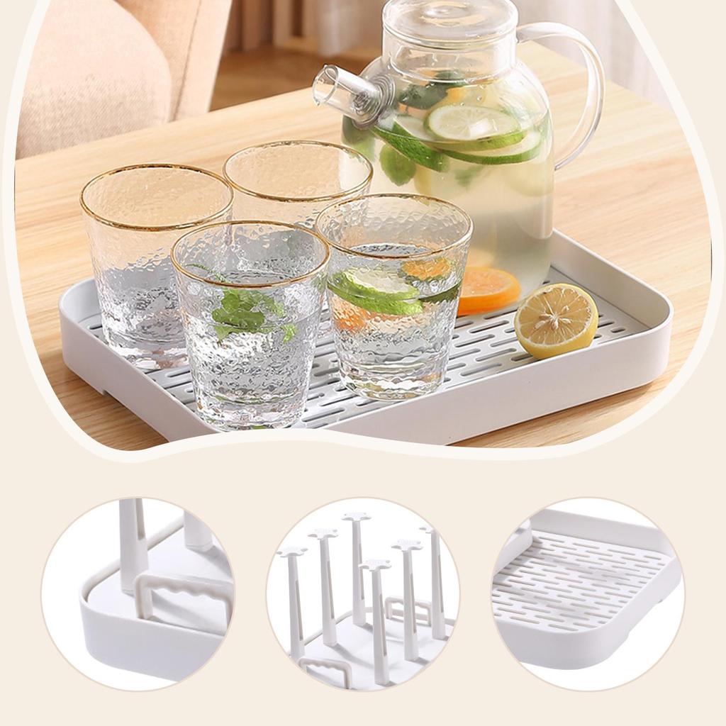 Cup Drying Rack Can Hold 6 Cups Drain Board Drinking Glass Drainer Thickened Cup Holder Rack Kitchen Countertop Restaurant Hotel