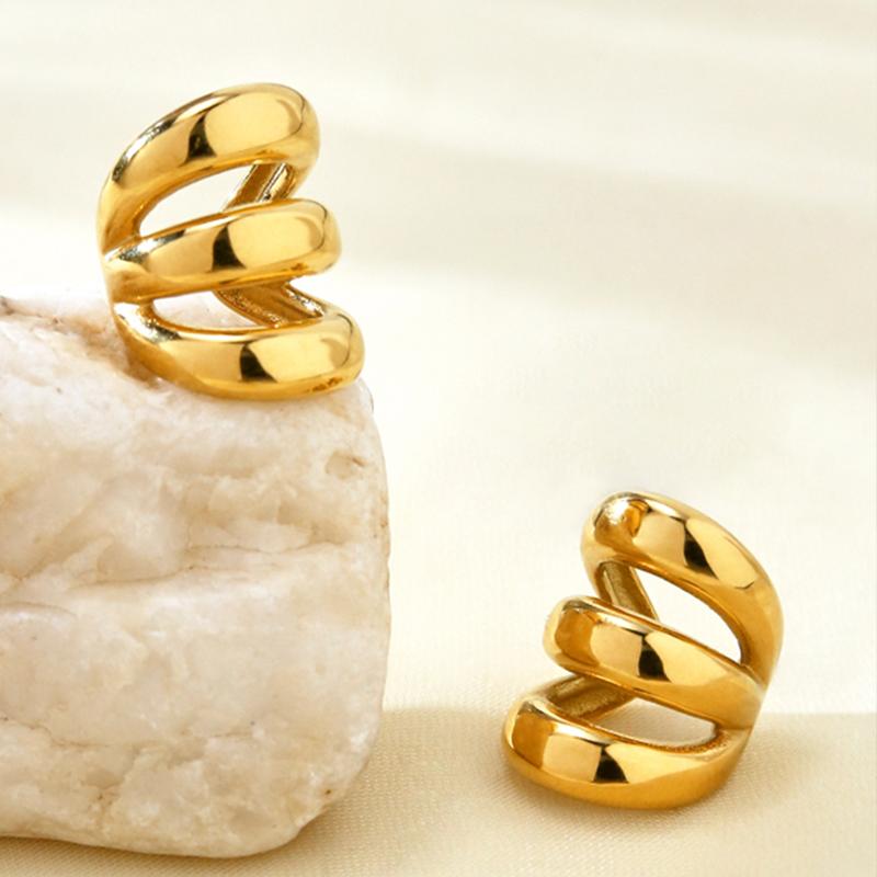 

Simple Metal Multi-Layer Hollow Ear Clip Ear Cuff Earrings for Women Fashion Gold Color Claws Non Piercing Earrings Zircon Gift