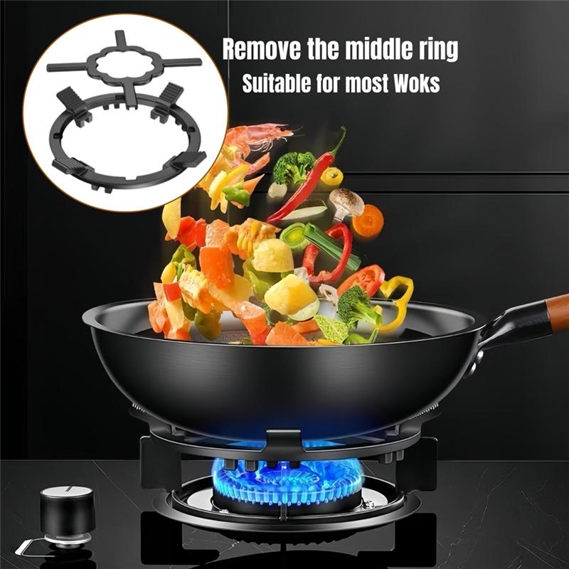 

ABUL-Multipurpose Cast Iron Wok Support & Moka Pot Stovetop Ring, Gas Cooktop Accessory For Small Pans чорний