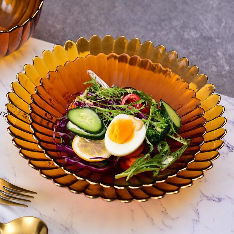 Tableware Kitchenware Set High Quality Unique Glass Bowl European Style Antique Colorful Glass Fruit Salad Bowl for Home Use