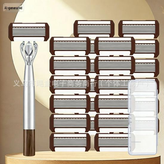 8-Blade Men's Manual Razor for Shaving Beard and Face with Sharp Blade Holder