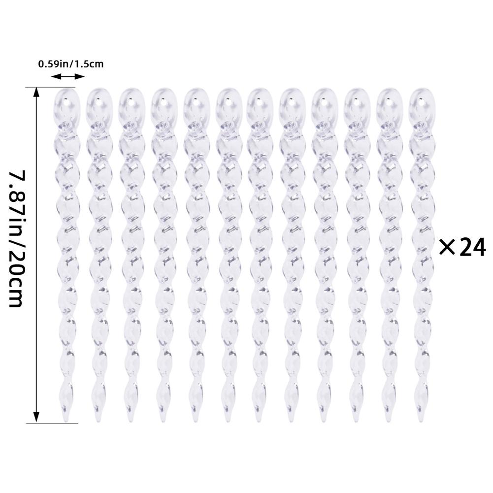 12 Piece Set Christmas Tree Decoration Icicle Ornaments Clear Plastic Design