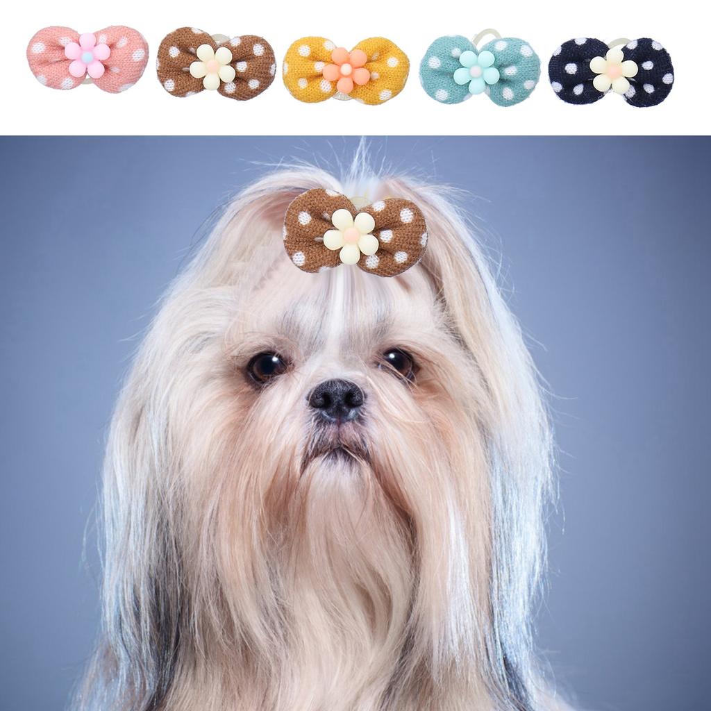 20Pcs Dog Hair Bows Polyester Colorful Pet Small Dog Cat Hair Accessories For Dogs Cats Grooming Decoration