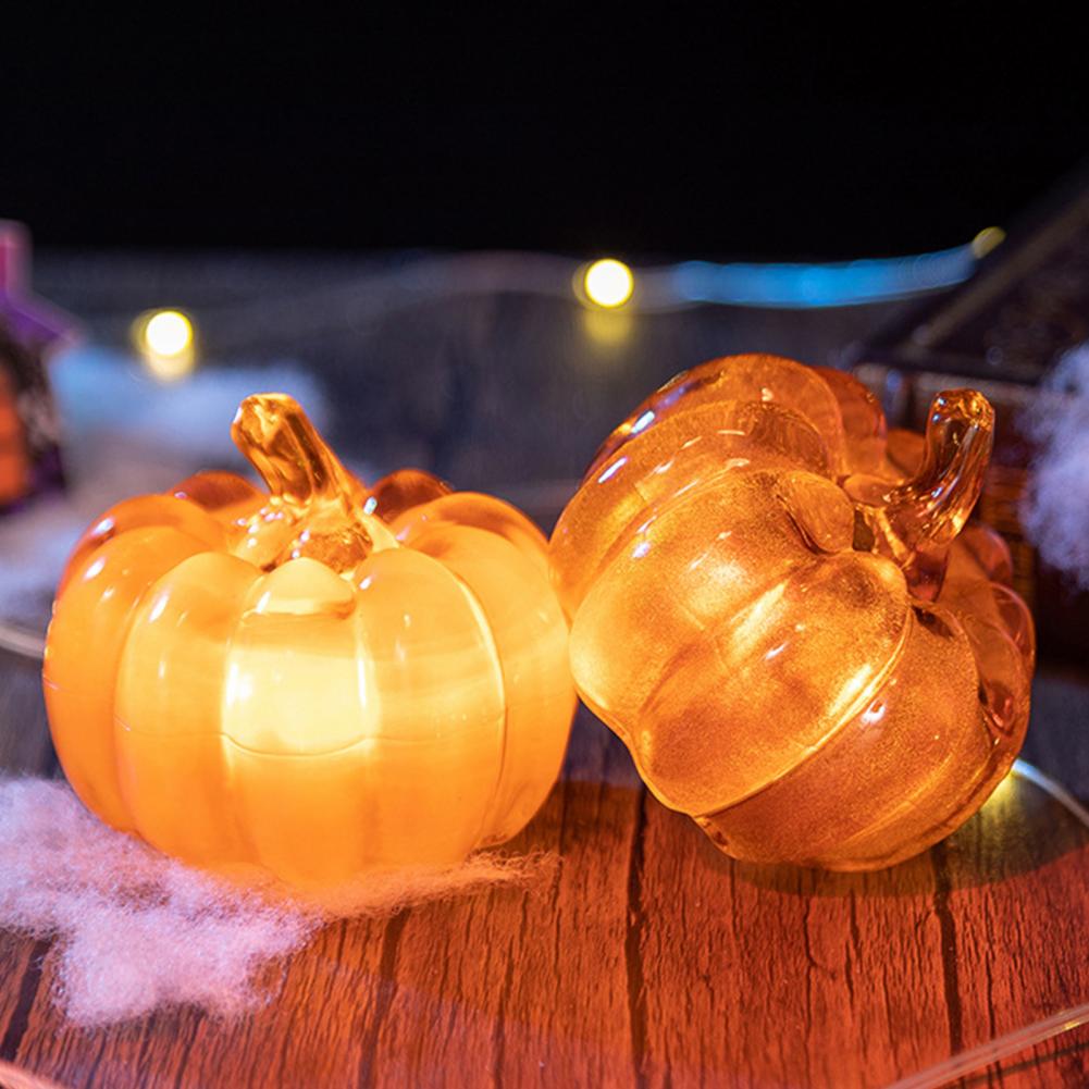 Pumpkin Lamp Glass Pumpkin Decor Starry Night Led Glass Pumpkin Set for Halloween Thanksgiving Decor Indoor Fall Decoration