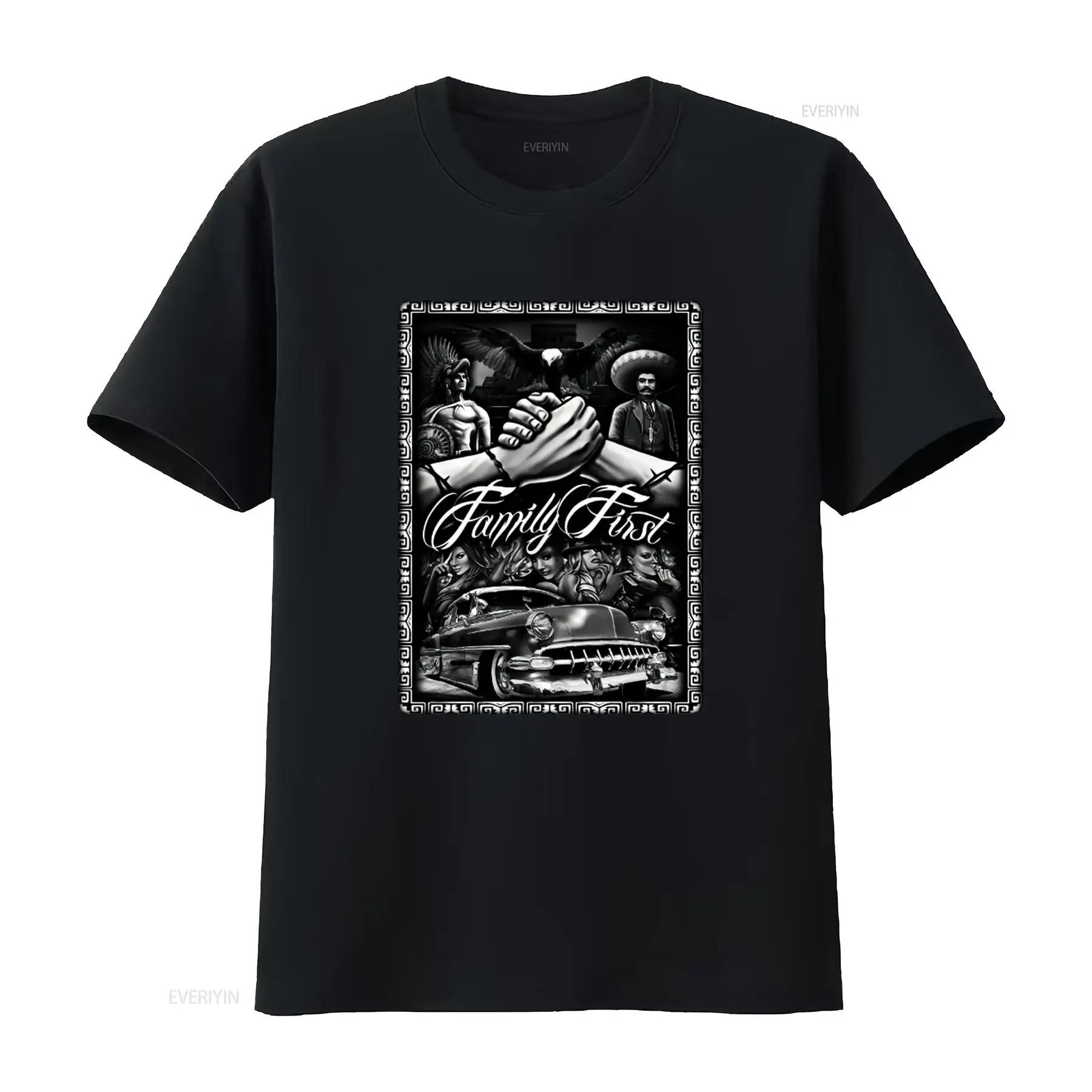 

Family First Chicano Low Rider Mens Heavyweight T Shirt Unique Design on Shaka Wear vintage Washed Breathable Comfortable S разноцветный