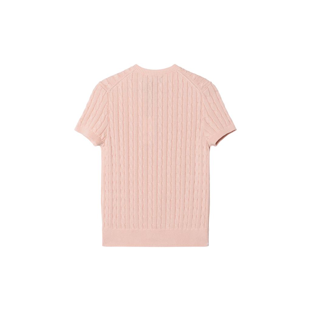 Polo Ralph Lauren Ribbed Crew Neck Slim Fit Short Sleeve Knit Top Women tops Pink 211965760-001