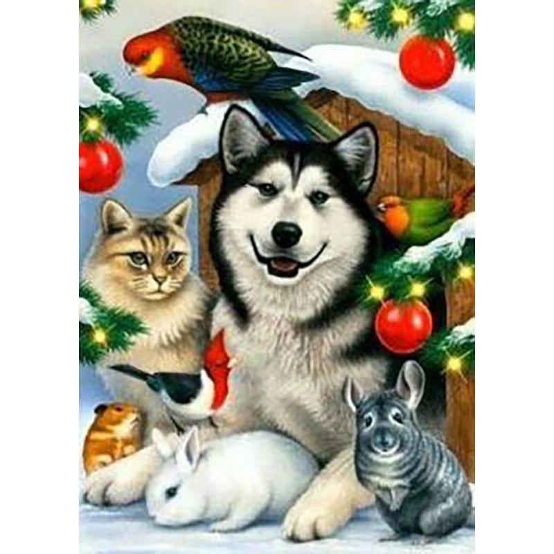 DIY 5D Diamond Painting Cross Stitch Full Round Drill Dog Animal Art Mosaic Kits Diamond Embroidery Home Decoration Gift