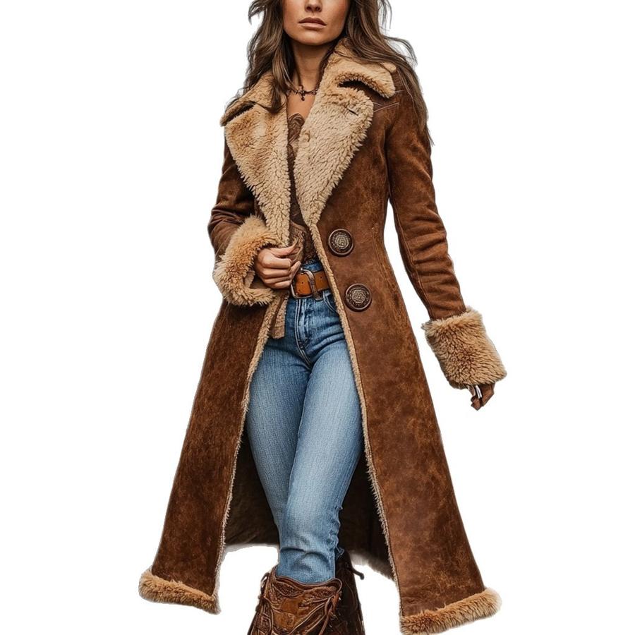 Cappotto in lana vintage stile western da donna per autunno/inverno