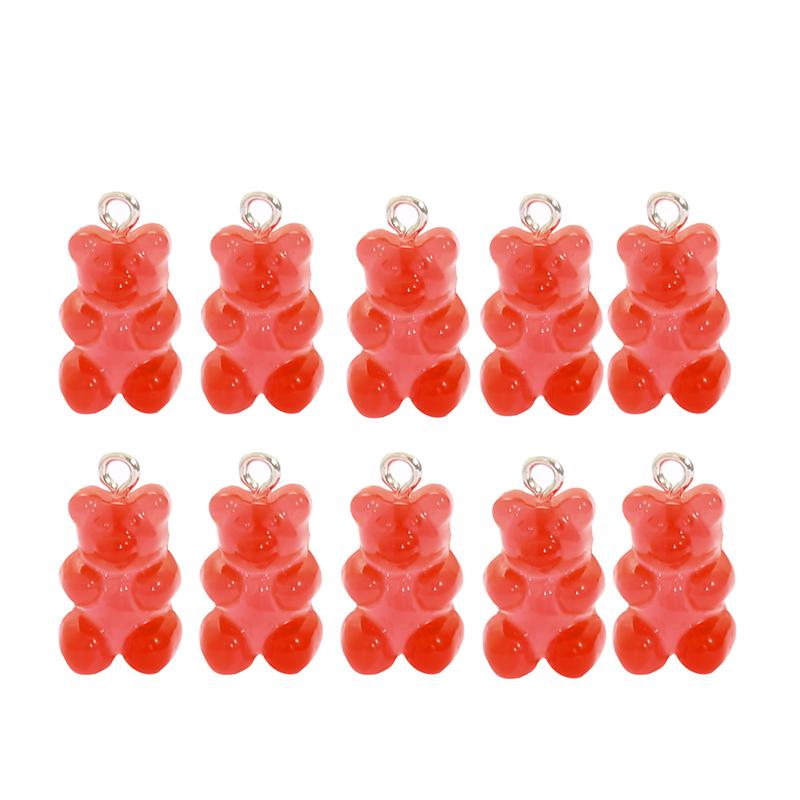 10pcs Resin Candy Color Bear Charms Pendant Beads for Necklace Bracelet Jewelry Making