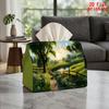1pc Modern Farmhouse Tissue Box with Sunlit Meadow Path - Reusable Tissue Dispenser Suitable for Kitchen, Bathroom, Car & Office, Compact Decorative S