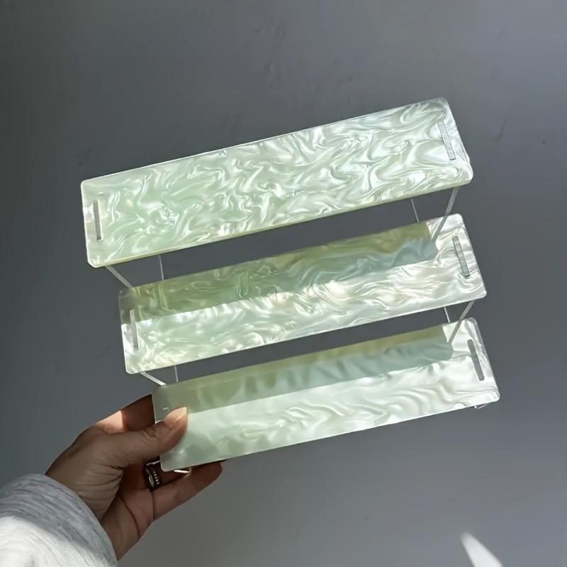 2 Pack Three-Level Acrylic Display Stand Water Ripple Design for Office Decoration Display Rack Purposes Crafts Toys Collectible