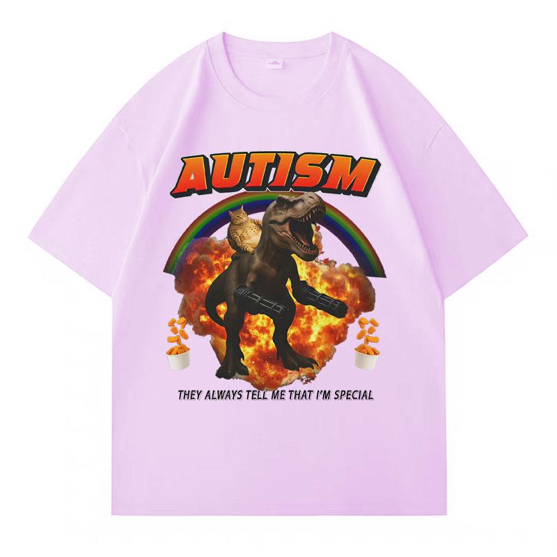 Autism Funny Cat Meme T-shirt Women Tide Crewneck Short Sleeve T-shirts Summer Streetwear T Shirt