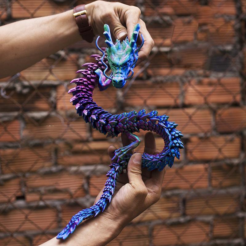 3D Printing Dragon Model Crafts Color Changing Joint Movements Car Home Decoration Aquarium Ornament Halloween Christmas Gifts
