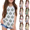 Dziewczęce Dziecięce Letnie Koszulki Bez Rękawów z Okrągłym Dekoltem
