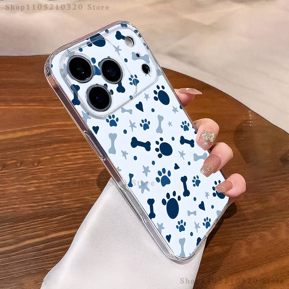 Pet paw prints Phone Case For iPhone 17,16,15,14,13,12,11 Pro,Max,Plus,XR,Mini,E Clear Full-coverage Soft Cover