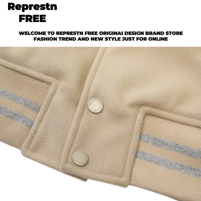 Tide Brand AC Milan Embroidery Leather Sleeve Baseball Jacket