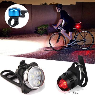Luz Led USB superbrillante para bicicleta, faro recargable + luz trasera + campana